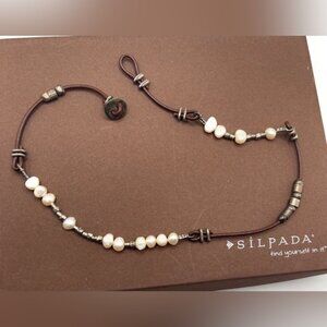 N1063 Retired Silpada leather & silver necklace